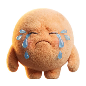 Cute Fluffy Crying Emoji Doll 3D Character
