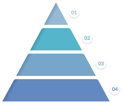 Business infographic template featuring a four-level pyramid chart