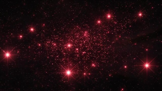 Bright red stars densely scattered in a dark space background