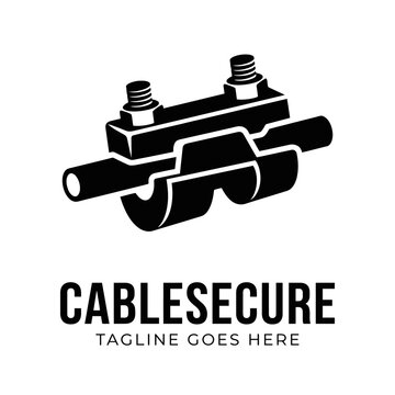 Detailed graphic of a mechanical bracket and bolt assembly for secure cable management and construction.