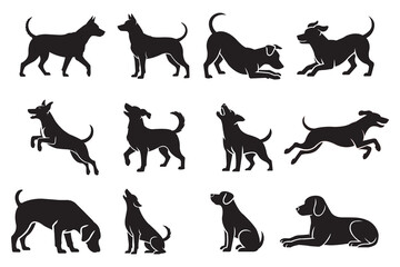 Obraz premium Black Dog Silhouettes Vector Set