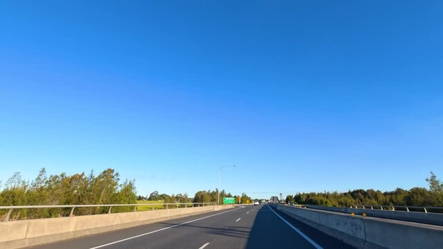 Driving on Pacific Highway Crossing Harwood Bridge in New South Wales