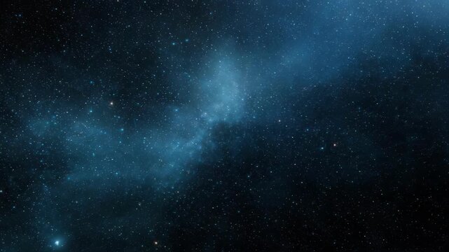 Vast starry night sky with cosmic blue nebula clouds and scattered stars
