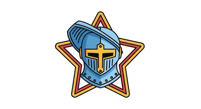 knight helmet with cross and star