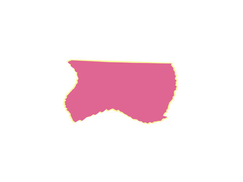 A pink blob shape with a yellow border illustrating a simple organic form