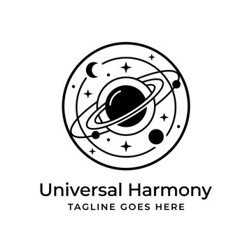 Minimalist space design representing cosmic balance and astronomy.