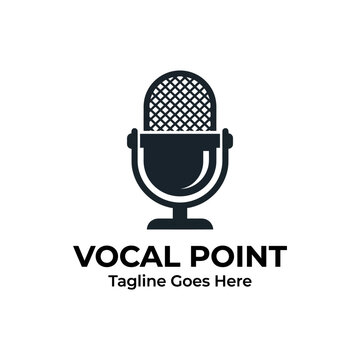 Professional vocal recording equipment logo ideal for media, radio stations, and podcast production.