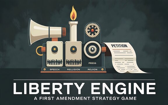 Liberty Engine First Amendment Strategy Game Graphic Concept