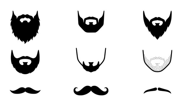Premium Beard and Mustache Facial Hair Grooming Silhouette Vector Collection