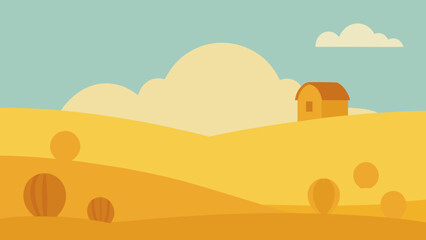 Wide Prairie Grassland Flat Vector Landscape © Chamok Chandra