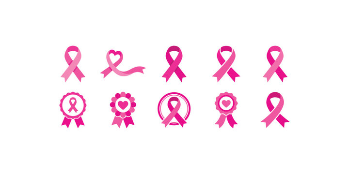 Pink ribbon collection for breast cancer awareness and support campaigns