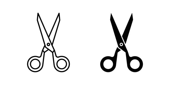 Professional scissor tool icon set with scissors tailoring stationery equipment illustration isolated minimalist