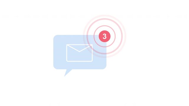 Speech bubble pop-up with email icon, notification counter shows new unread messages