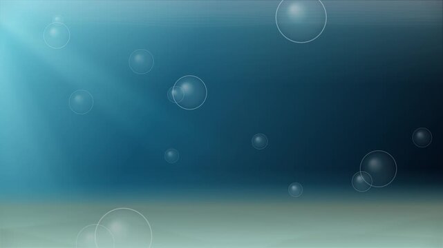 Deep Blue Underwater Background with Rising Bubbles and Sun Rays