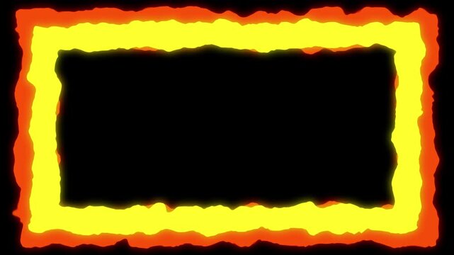 Animated fire frame border loop with empty center space, orange yellow glow
