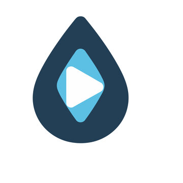 Play Button in Dark Blue Drop Shape