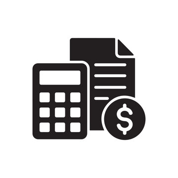 Construction Cost Estimate Glyph Icon. Premium solid vector icon representing construction budgeting, project estimation, and financial planning.