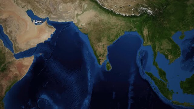 Animated Flight Map Route from Doha to Bangkok Over the Indian Ocean