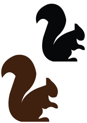 Naklejka premium Two squirrel silhouettes isolated on white background with squirrel, silhouette