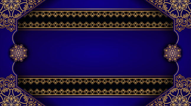Luxury blue mandala background, round decoration