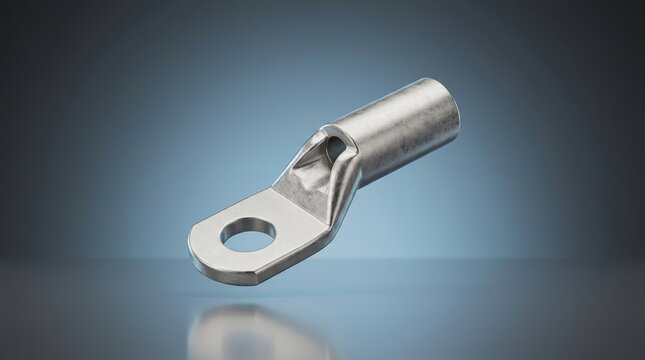Cable lug 3D render industrial electrical cable termination component for secure conductor connections and power distribution systems