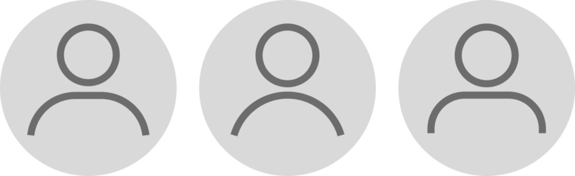 User Profile Icon Set. Circular Account Avatar, Person Symbol, Member Badge, and Customer Identity Elements