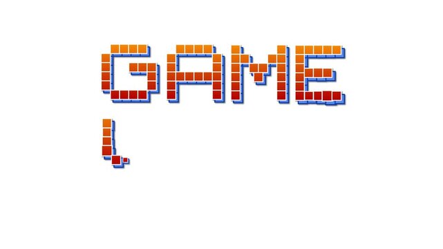 Retro Pixel Art Game Over Text Animation with Spaceship Shooting Blocks