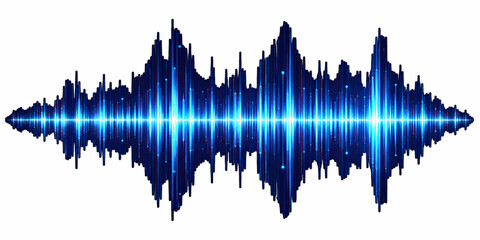 Obraz premium Bright blue digital sound wave graphic on a dark background