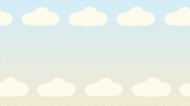 Animated cartoon cloud border, pastel sky background with copy space, soft minimal design