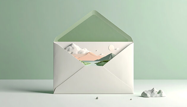 White envelope with green interior.