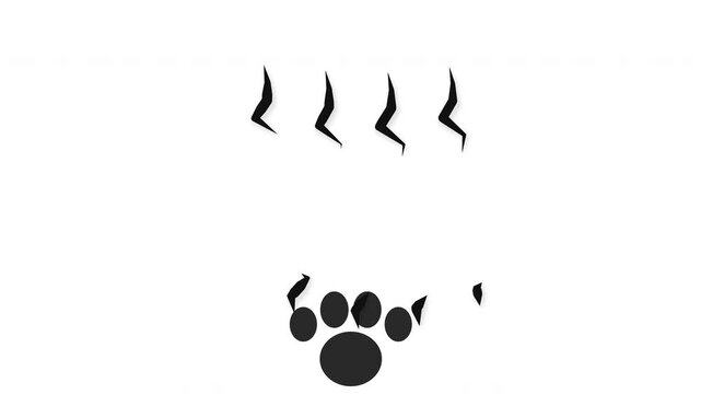 Animated cat paw print scratch marks on white paper background