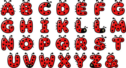 cute ladybug alphabet letters cartoon vector set © Sarmin