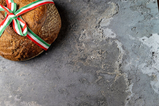 Traditional Hungarian New Bread with National Ribbon