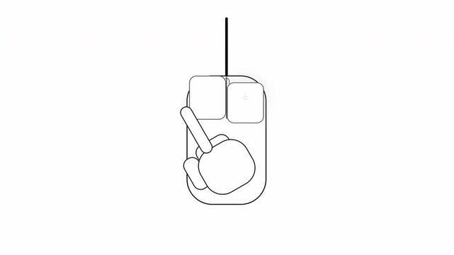 Cursor hand clicking computer mouse left and right buttons animated drawing line effect