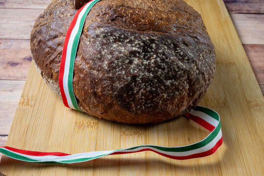 Traditional Hungarian New Bread with National Ribbon
