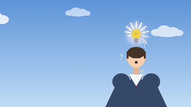 Businessman curious thinking light bulb idea question mark concept, idea generation