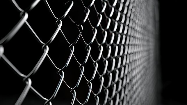 Close-up of a Chain Link Fence Pattern in Dramatic Black and White.