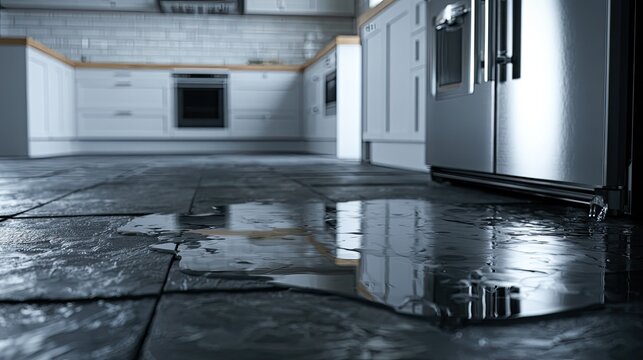 Kitchen Flooded with Water Damage and Appliance Issues.