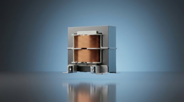 Choke coil 3D render industrial electromagnetic filtering component for noise suppression power conditioning and electrical systems