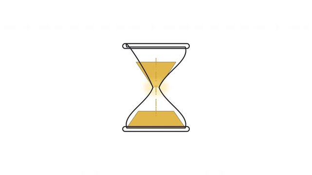 Hourglass animation time passing, clock timer passing concept