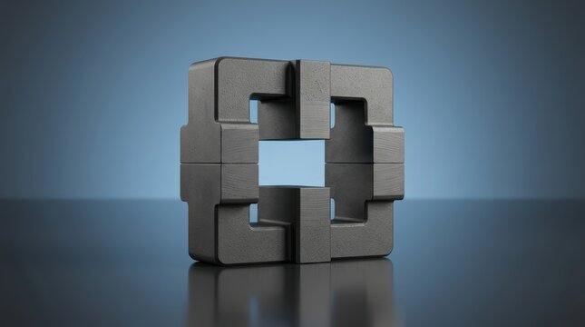 Ferrite core 3D render industrial magnetic component for electromagnetic interference suppression transformers and inductive assemblies