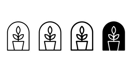 Greenhouse Plant Icons, Seedling Growth Symbols, Botanical Illustration Set, Vector Elements © anis
