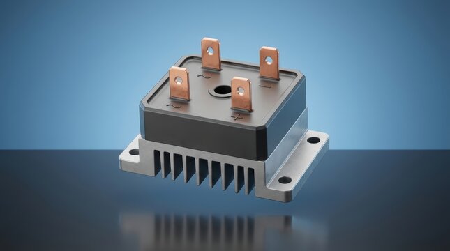 Bridge rectifier 3D render industrial power conversion device for alternating current rectification and electrical supply systems