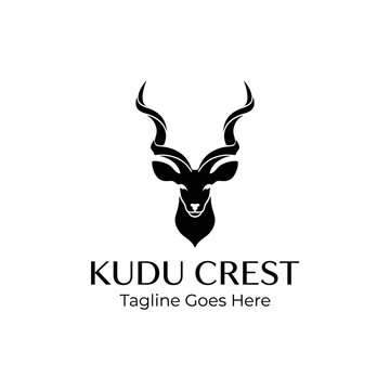 Sophisticated wildlife crest featuring a horned gazelle for boutique or outdoor apparel brands.
