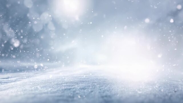 Beautiful snowy winter scene with delicate snowflakes drifting through the air, soft glowing light, and a tranquil frosty background, evoking feelings of calm, wonder, and holiday inspiration