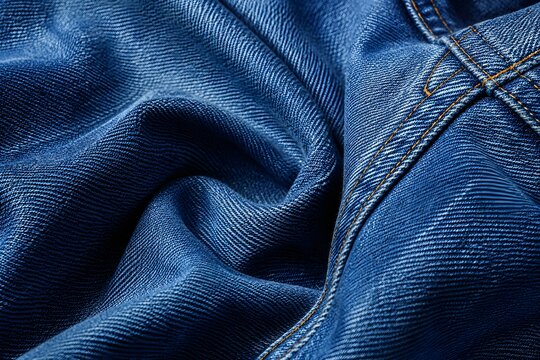 Blue Denim Fabric Texture with Visible Stitching