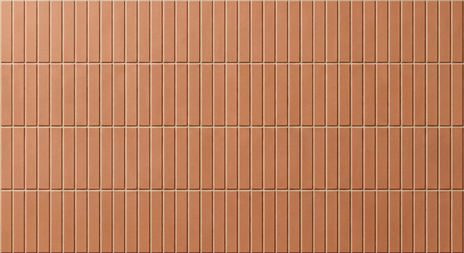 Minimalist terracotta vertical tiles with a matte finish and uniform grout lines offer a clean and contemporary architectural background for design.