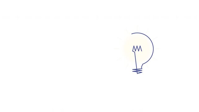 Untangle complex lines to glowing light bulb idea motion graphic