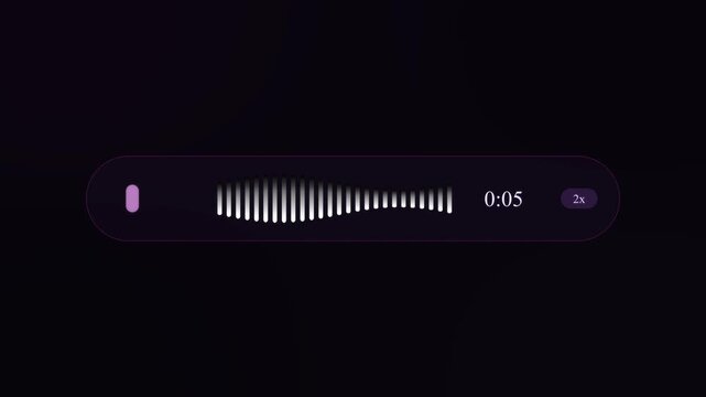 Futuristic voice message interface neon audio waveform chat bubble loop motion graphic