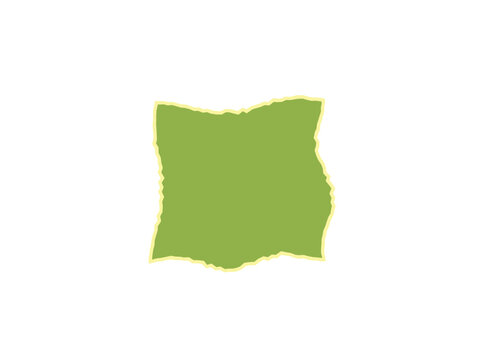 A square shaped piece of olive green paper with rough torn ragged edges